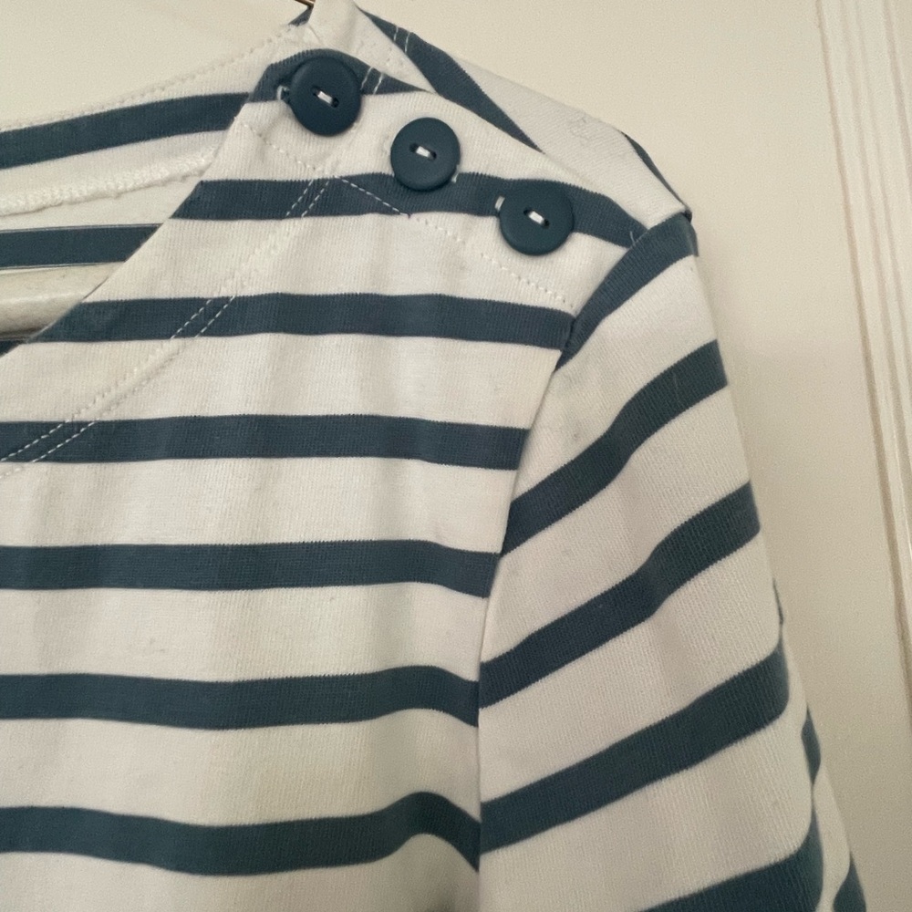 Striped Button-Detail Top